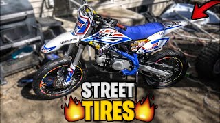 THE NEW 125 DIRT BIKE GETS STREET TIRES  YZ250F GETS SPOKE SKINS  JUSTDOITTRAY [upl. by Ezri]