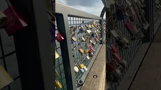 Love Locks locked on the fence at Lonsdale Quay Market in North Vancouver Canada northvancouver [upl. by Kulda519]