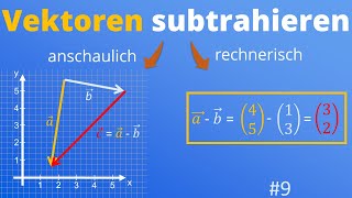 Vektoren subtrahieren  Anschaulich und rechnerisch  Koordinatengeometrie Vektorgeometrie 9 [upl. by Worl]