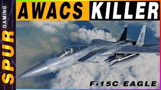 F15C Downs Red AWACs Georgia at War Multiplayer DCS [upl. by Ellehsem]