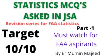 JSA MCQS  STATISTICS JKSSB  FAA  REVISION SERIES  PART 1 [upl. by Arremat618]