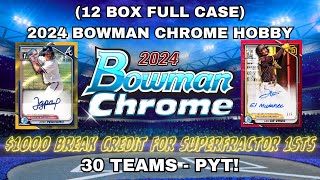 BREAK 8785 12 BOX CASE 2024 BOWMAN CHROME HOBBY PYT 1 [upl. by Dnumyar]