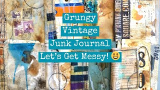 Grungy Vintage Junk Journal Lets Get MessyPart 5 [upl. by Lartnom]