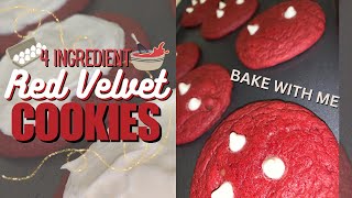 BAKE WITH ME Red Velvet Cookies❤️ Using Only 4 Ingredients✨ Soft amp Chewy [upl. by Salohcin]