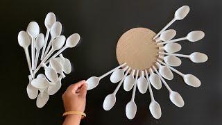 Beautiful Wall Hanging Craft Using Plastic Spoons  Paper Craft For Home Decoration  DIY Wall Mate [upl. by Aniger]