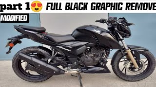 TVS apache rtr 4v 200 full black  Apache 4v sticker remove modifications  part 1 [upl. by Nohtiek]