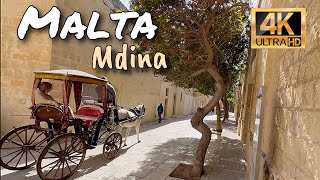 Malta Mdina and Rabat Walking tour 4k [upl. by Vogele]