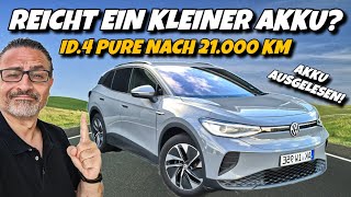 VW ID4 Pure 52 kWh Reale Reichweite im Winter nach 21000 Km Erfahrungsbericht [upl. by Aelram]