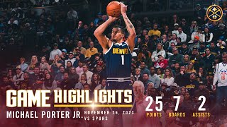 Michael Porter Jr Full Game Highlights vs Spurs [upl. by Rankin]