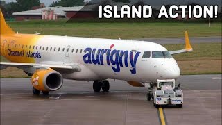 Rainy Plane Spotting at Guernsey Airport GCI  Channel Islands Action  E195 ATR 72 Dornier 228 [upl. by Abel961]