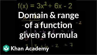 Domain and range of a function given a formula  Algebra II  Khan Academy [upl. by Assirac]