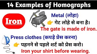 14 Common Homograph Examples Sentences  English Grammer  Homographs Vocabulary [upl. by Anyg]