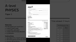 AQA A LEVEL PHYSICS 74081 Paper 1 Question Paper  Mark scheme MERGED June 2022 [upl. by Kuhlman]