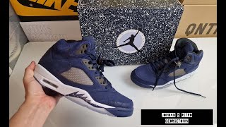 Jordan 5 Retro Georgetown  On Feet and Check 87 [upl. by Asilana261]