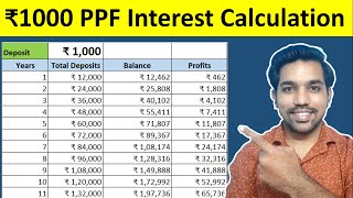 ₹1000 PPF Interest Calculation for 15 Years  PPF Calculator and Account Benefits [upl. by Lebanna]