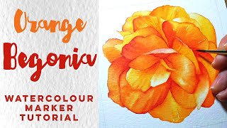 Winsor and Newton Watercolour Markers  Begonia flower painting tutorial [upl. by Thane]