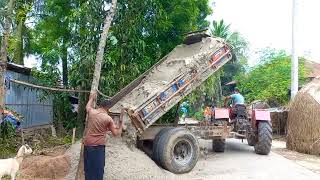 biggest rice field fillup Sonalika DI RX 605Dii Tractor Overturning view 8 wheels tractors 2 [upl. by Ihsar477]