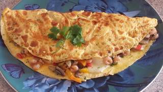 Prawn Mushroom Omelette Recipe  How To Make Folded Prawn Veggi Omelette Recipe [upl. by Roselyn]