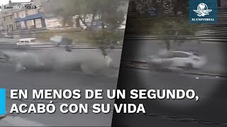 IMPACTANTE Captan momento exacto de choque de automovilista auto quedó destrozado [upl. by Auhsaj]