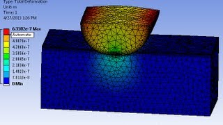 ANSYS Hertzian Contact Stress  Contact Analysis Ansys Frictional Contact Analysis in Workbench [upl. by Nauqit61]