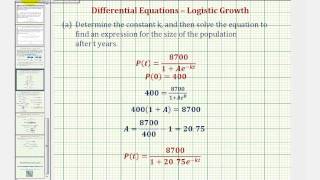 Ex Logistic Growth Differential Equation [upl. by Nwad]