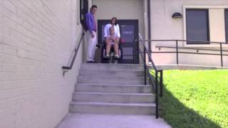 Descending steps with a wheelchair with assistance [upl. by Derick]