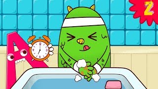 Wash Wash Wash your hands song with a monster l Nursery Rhymes for kids l ZooZooSong [upl. by Condon]