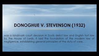 Donoghue v Stevenson 1932  Doctrine of Negligence  Law of Tort  Case Summary [upl. by Allimaj]