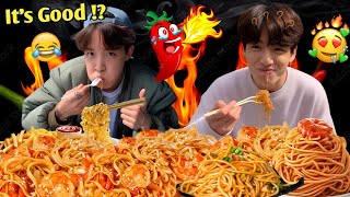 BTS Eating Spicy Ramyeon Feat Korean Foods [upl. by Odravde]