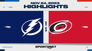 NHL Highlights  Lightning vs Hurricanes  November 24 2023 [upl. by Wilhide]