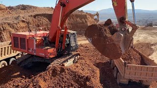 Hitachi Zaxis 670LC Excavator Loading Mercedes amp MAN Trucks [upl. by Aicel]