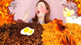 Mukbang ASMR 매운맛 특집🔥 불닭 오징어 🦑 불닭볶음면 고스트페퍼 짜장 팽이버섯  Spicy Squid amp Noodle Enoki Mushroom Ssoyoung [upl. by Darla]