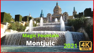 Magic Fountain of Montjuic 2021  Barcelona Fountain Beautiful and Soothing Walking Tour [upl. by Rachaba]