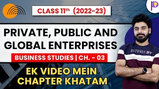 Class 11 Business Studies  Private Public and Global Enterprises  Chapter 3  One Shot Video [upl. by Aissilem]