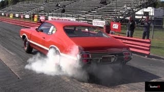 Rare 426 Hemi Road Runner vs Olds 442 W30  14 Mile Drag Race Video Road Test TV ® [upl. by Kiker]