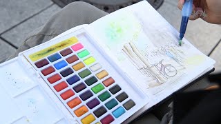 Painting with watercolours in pans [upl. by Ludvig]