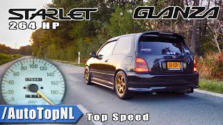 264HP Toyota Starlet Glanza BIG TURBO 100200kmh DRAGY GPS by AutoTopNL [upl. by Meekyh931]