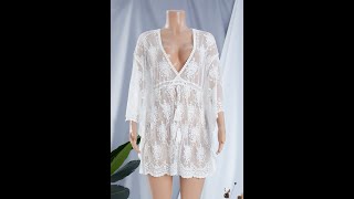 Summer see through lace deep v sexy beach coverups A73795 [upl. by Dyson]