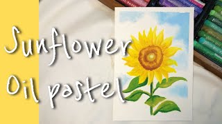 간단한 오일파스텔 해바라기 그리기🌻  오일파스텔 꽃 풍경화  sunflower drawing with oil pastel [upl. by Nahpos]