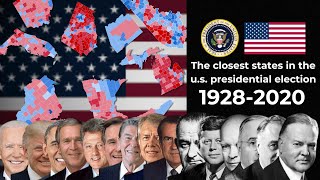 The closest states in the United States presidential election 19282020 [upl. by Wittie]